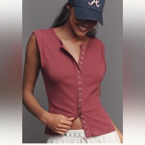 Anthropologie NWT super soft SM button front top; great wardrobe staple